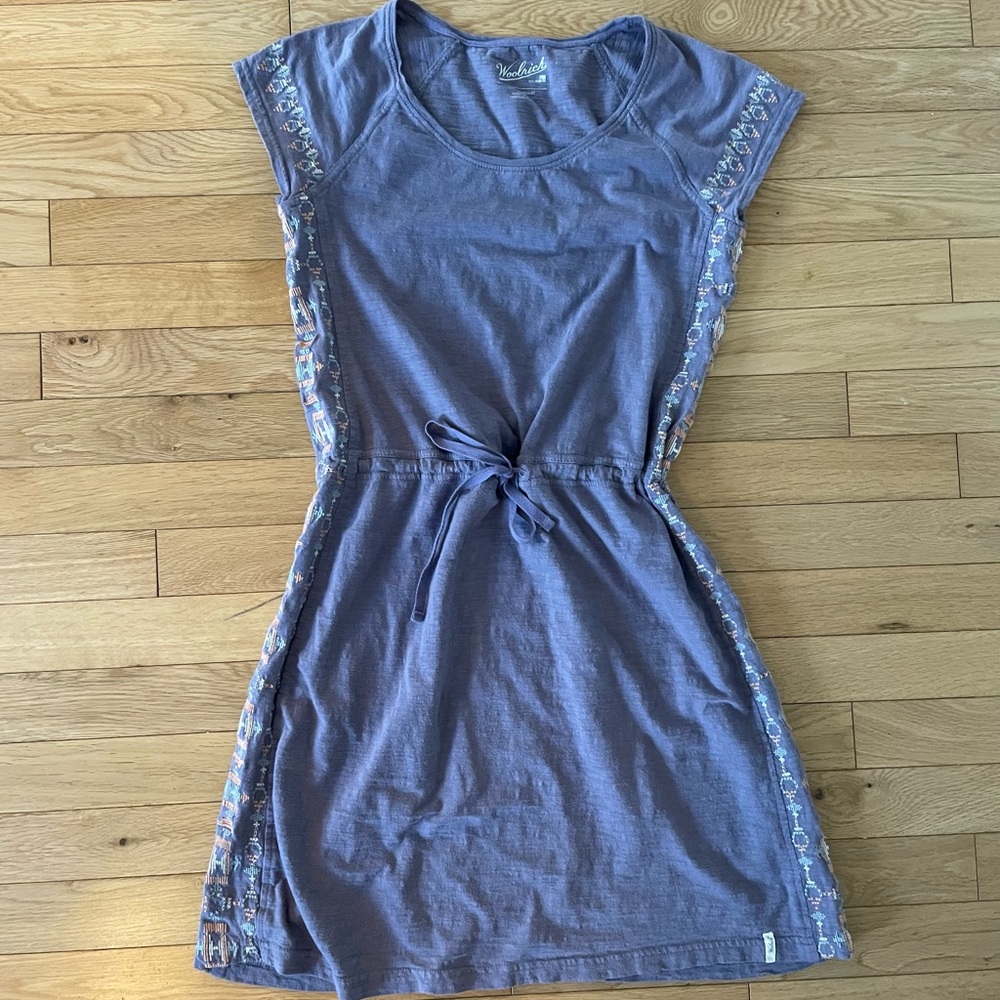 Woolrich Purple Mini Dress Embroidered Tie Waist Women’s XS
